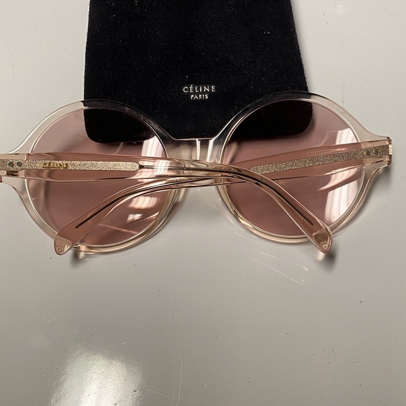 Celine Made in Italy Oversized Round Pink On Pink Sunglasses Gold Logo Inset - Picture 3 of 16
